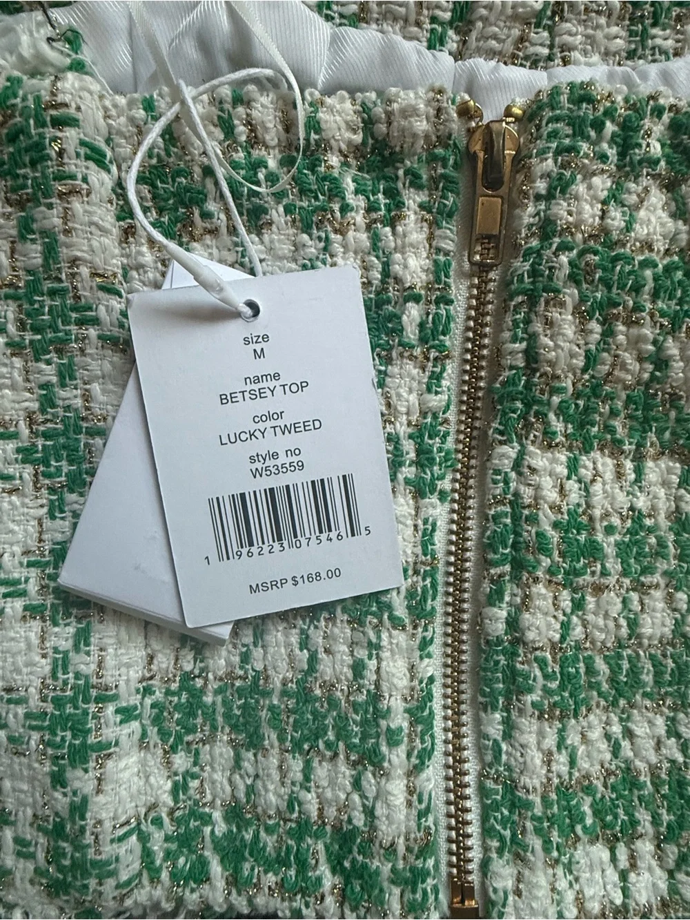 NWT Walter Baker Green And White Tweed Size M/8 Shorts Set  Lucky Tweed